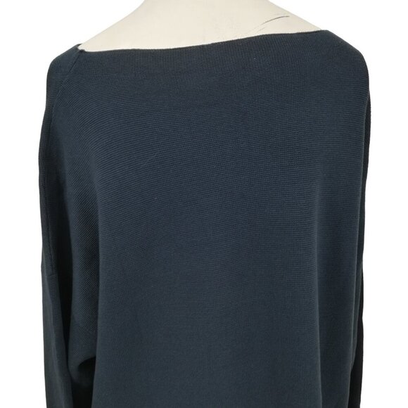 Eileen Fisher Long Sleeve Scoop Neck Silk Cotton Sweater Tunic Dress Size L Blue - Picture 9 of 12